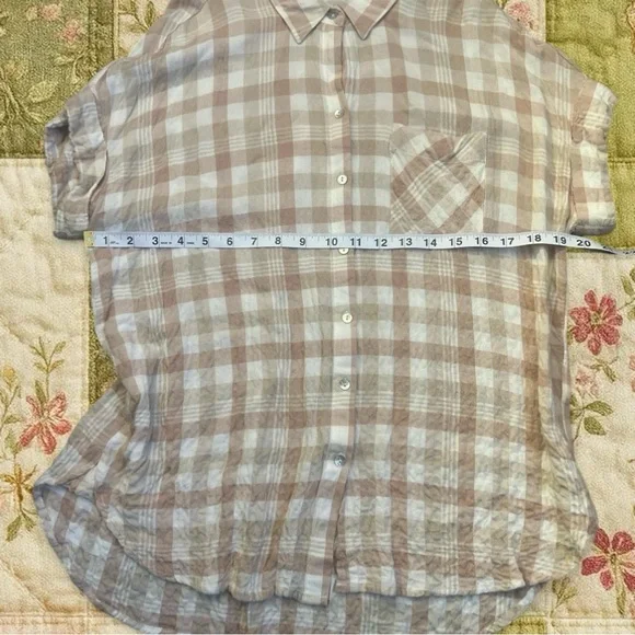 Cottage Core Gingham Plaid Button Up Top - Picture 3 of 5